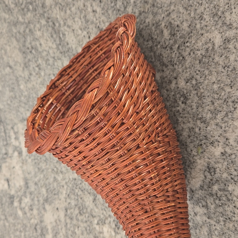 Thanksgiving Cornucopia Horn of Plenty Wicker Basket with Faux Flora - Picture 5 of 13
